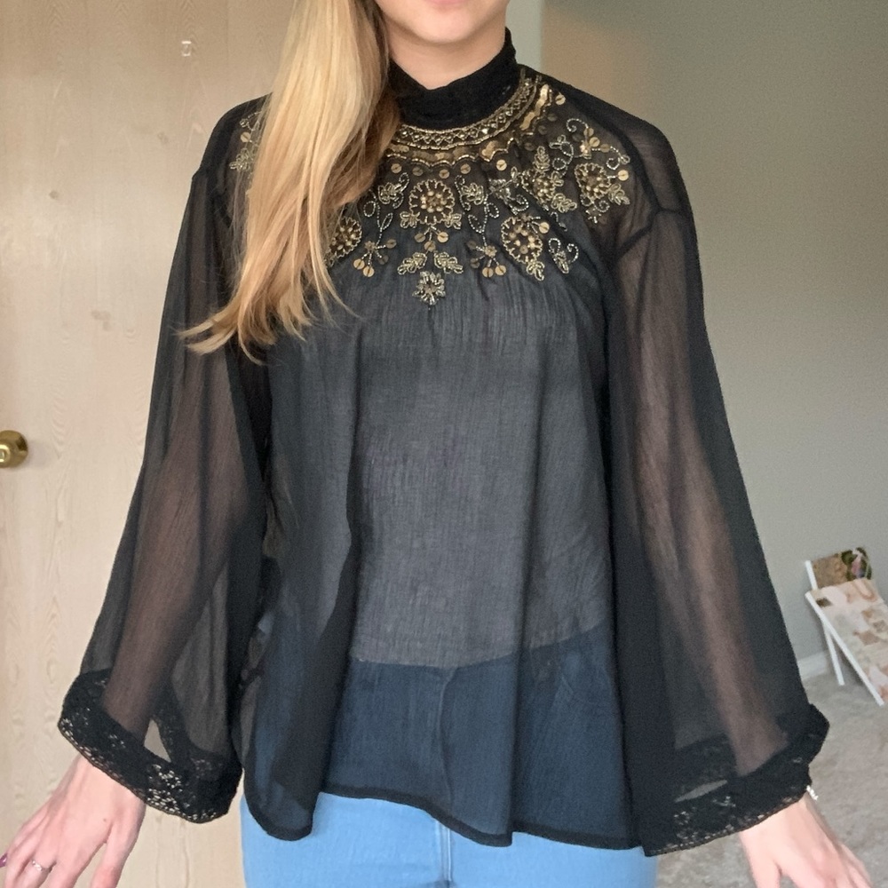 Sheer Long Sleeve Blouse